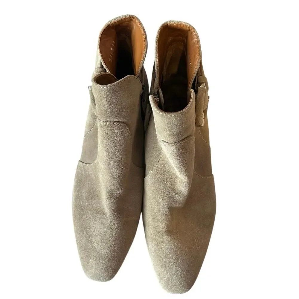 Aquatalia Women’s Fiamma Ankle Boots Size 7 Tan Suede Leather Water Resistant‎